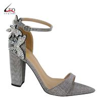High Quality Pointed Shoes Girls High Heel Sandal Women's High Heel Cover Back Sandals  With Diamond Flowers Special For Ladies