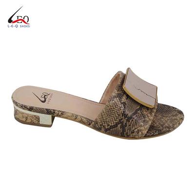 New Fashion Slipper Sandals For Women Low Block Heel Slippers Young Girls Popular Fashoin Flat Slippers With Unique Buckles  Ladies Fashion Slipper Shoes With Snake Skin Materials Latest