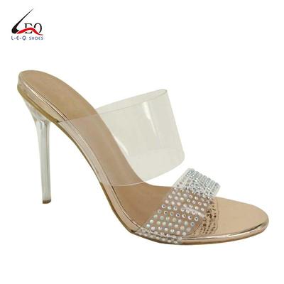 Women's Wedding Shoes Fashion Ladies Elegant Pencil High Heel Slippers  Newest Crystal High Heel Slipper Shoes For Pretty Girls Wholesale Transparent Glass Thin High Heel Slipper Sexy Sandals For 2020