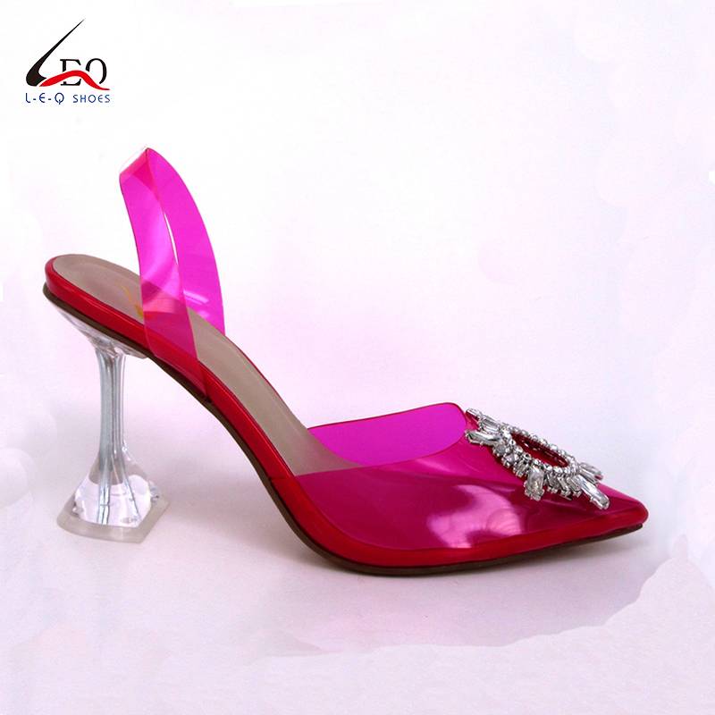 Lady Shoes TPU Transparent Pointed Shoes With Buckle High Heel Sandals